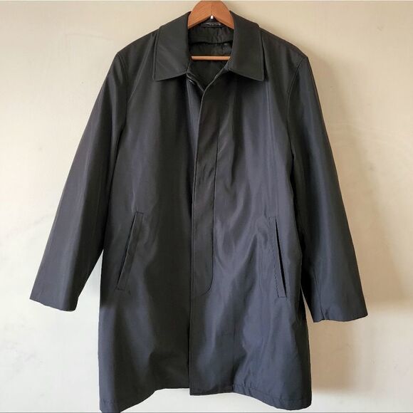 Perry Ellis trench coat with removable lining men's size 40S black - Picture 1 of 8